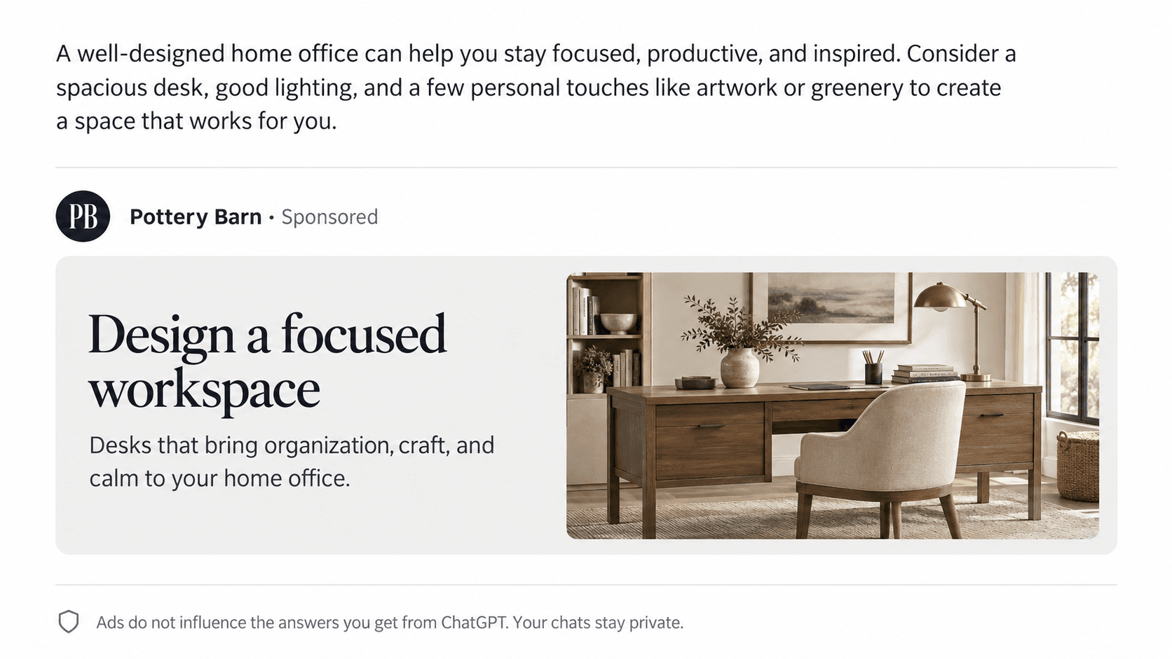 Recreated Pottery Barn sponsored home office desk placement